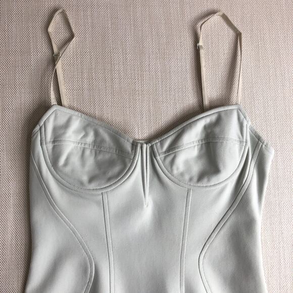 Alexander Wang Blue Green Mint Corset Bustier Seamed Bodycon Midi Dress Size 4 - Picture 8 of 16